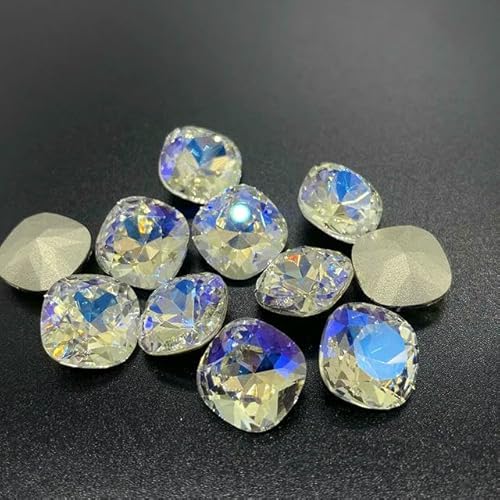 5A Glas-Strasssteine, lose, 10 Stück, Pointback, Nagelkunst, selbstklebendes Zubehör, Kristalle, DIY-Schmuckherstellung, Steine, Mondlicht, 10 mm, 10 Stück von QOVBD