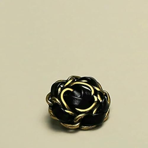 6pcs Flower Button Luxury Sewing Button For Skirt Clothing Coat Accessory Handmade DIY Decoration golden black-black-18mm von QOVBD