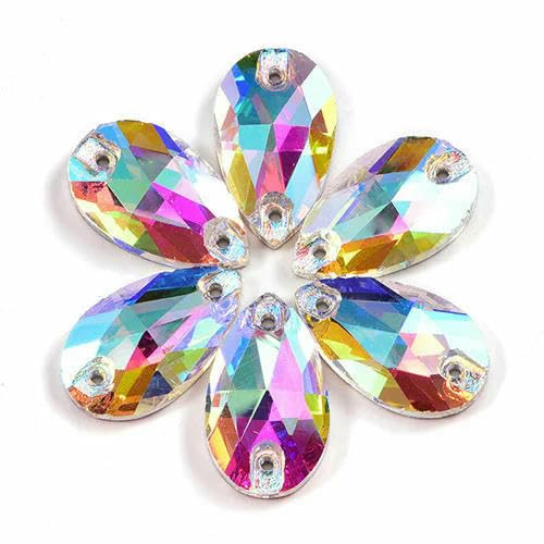 7 Größen Bunte Tropfenglas-Strasssteine zum Aufnähen, Glassteine, flache Rückseite, zum Nähen von Hochzeitskleidern, B1275-P31, Kristall AB, 16 x 25 mm, 15 Stück 7 Größen Bunte Tropfenglas-Strasssteine zum Aufnähen, Glassteine, flache Rückseite, zum Nähen von Hochzeitskleidern, B1275-P31, Kristall AB, 16 x 25 mm, 15 Stück von QOVBD