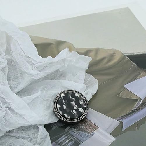 8/23/25 mm hochwertige Metallknöpfe, Inlay, Bekleidungsnähknopf für französischen Mantel, Wollkleidung, Pullover, dekorative Schnalle, Zubehör – Schwarz-Weiß – 23,0 mm, 5 Stück von QOVBD