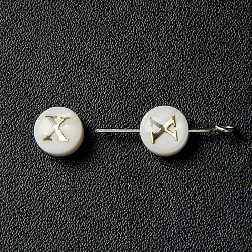 8 mm Perlmutt-Muschelperle, 26 Großbuchstaben, weiß, natürliche Perlen, Muschelbuchstaben, runde Perlen, Schmuckherstellung, Zubehör, DIY, X-2 Stück 8 mm Perlmutt-Muschelperle, 26 Großbuchstaben, weiß, natürliche Perlen, Muschelbuchstaben, runde Perlen, Schmuckherstellung, Zubehör, DIY, X-2 Stück von QOVBD