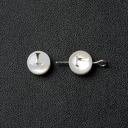 8 mm Perlmutt-Muschelperle, 26 Großbuchstaben, weiß, natürliche Perlmutt-Muschel, runde Perlen, Schmuckherstellung, Zubehör, DIY-L-2 Stück von QOVBD
