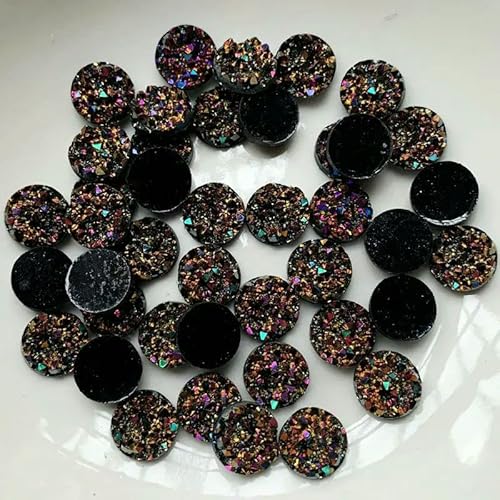 80 Stück 10 mm Mineralharz-Strasssteine, flache Rückseite, glitzernd, AB-Cabochon-Stein, DIY, Hochzeitsdekoration, Basteln, 10 von QOVBD