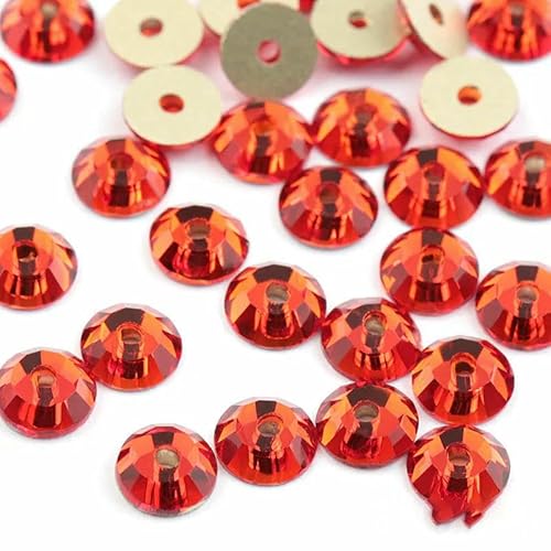 AAAAA SS12-SS30 Runde Glas-Näh-Strasssteine zum Aufnähen auf mesoporöse Kristall-Strasssteine für Hochzeitskleid-Accessoires DIY-Dunkelorange-SS20-1440 Stück von QOVBD