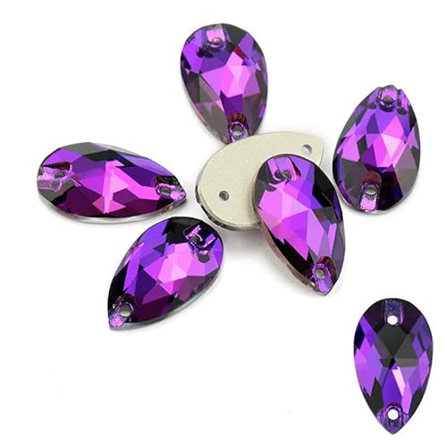 AAAAA-Strasssteine für Handarbeiten, hochwertige Nähsteine, Tropfenform, zum Aufnähen für Kleiderdekoration, Taschen, Kleidungsstücke, Schuhe, lila Samt, 13 x 22 mm, AAAAA-Strasssteine für Handarbeiten, hochwertige Nähsteine, Tropfenform, zum Aufnähen für Kleiderdekoration, Taschen, Kleidungsstücke, Schuhe, lila Samt, 13 x 22 mm, von QOVBD