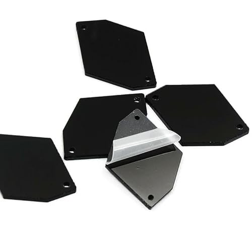Acrylspiegel, DIY-Bastelarbeiten, flache Rückseite, Strasssteine zum Aufnähen, 30 Stück, Nähkristalle für Kleiderdekoration, Schwarz, 17 x 21 mm, 30 Stück von QOVBD