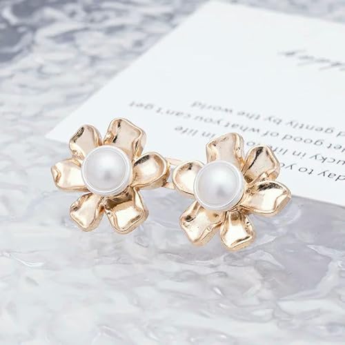 Adjustable Denim Waist Button Clips, Metal Flower Flat and comfortable Waist Tightener,for Loose Denim Fabric,No-Sew Detachable-SA240162-Gold-2pcs von QOVBD