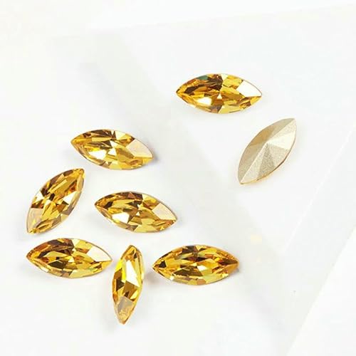 Aufnähsteine, Goldklaue, Schmuck-Strasssteine, AAAAA, Nähkristalle, Pointback-Kristall, DIY-Handwerk für Kleider, Helltopas, mit Silberklaue, 4 x 15 mm, 12 Stück Aufnähsteine, Goldklaue, Schmuck-Strasssteine, AAAAA, Nähkristalle, Pointback-Kristall, DIY-Handwerk für Kleider, Helltopas, mit Silberklaue, 4 x 15 mm, 12 Stück von QOVBD