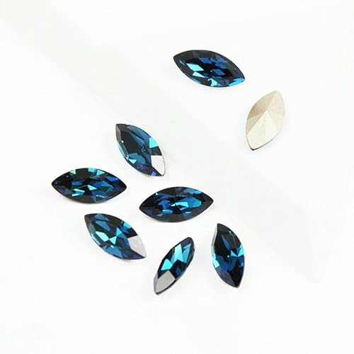 Aufnähsteine, Goldkralle, Schmuck-Strasssteine, AAAAA, Nähkristalle, Pointback-Kristall, DIY-Bastelarbeiten für Kleider, Montana, mit Goldkralle, 7 x 15 mm, 12 Stück Aufnähsteine, Goldkralle, Schmuck-Strasssteine, AAAAA, Nähkristalle, Pointback-Kristall, DIY-Bastelarbeiten für Kleider, Montana, mit Goldkralle, 7 x 15 mm, 12 Stück von QOVBD