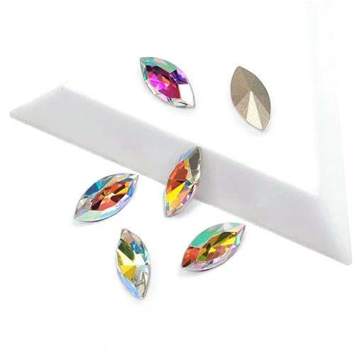 Aufnähsteine, Goldkralle, Schmuck-Strasssteine, AAAAA, Nähkristalle, Pointback-Kristall, DIY-Handwerk für Kleider, AB, mit Silberkralle, 7 x 15 mm, 12 Stück Aufnähsteine, Goldkralle, Schmuck-Strasssteine, AAAAA, Nähkristalle, Pointback-Kristall, DIY-Handwerk für Kleider, AB, mit Silberkralle, 7 x 15 mm, 12 Stück von QOVBD