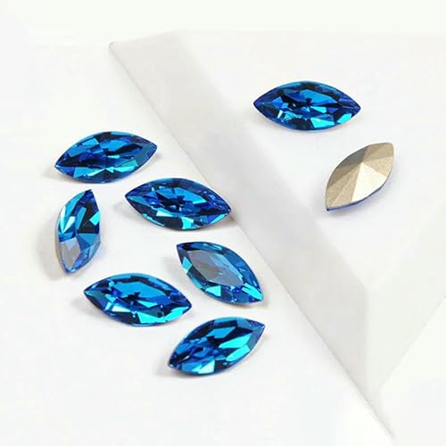 Aufnähsteine, Goldkralle, Schmuck-Strasssteine, AAAAA, Nähkristalle, Pointback-Kristall, DIY-Handwerk für Kleider, Capriblau, mit silberner Kralle, 4 x 15 mm, 12 Stück Aufnähsteine, Goldkralle, Schmuck-Strasssteine, AAAAA, Nähkristalle, Pointback-Kristall, DIY-Handwerk für Kleider, Capriblau, mit silberner Kralle, 4 x 15 mm, 12 Stück von QOVBD