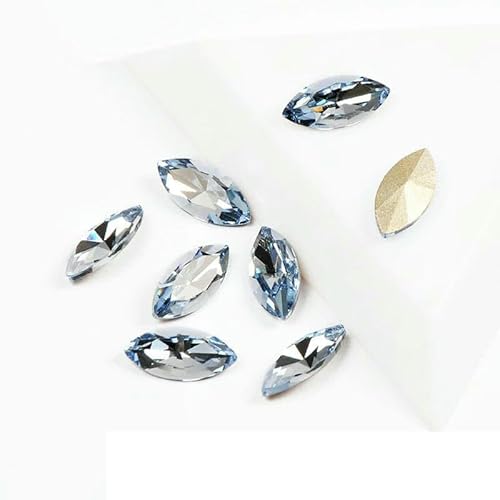 Aufnähsteine, Goldkralle, Schmuck-Strasssteine, AAAAA, Nähkristalle, Pointback-Kristall, DIY-Handwerk für Kleider, Heller Saphir, mit Silberkralle, 7 x 15 mm, 12 Stück Aufnähsteine, Goldkralle, Schmuck-Strasssteine, AAAAA, Nähkristalle, Pointback-Kristall, DIY-Handwerk für Kleider, Heller Saphir, mit Silberkralle, 7 x 15 mm, 12 Stück von QOVBD