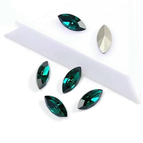 Aufnähsteine, Goldkralle, Schmuck-Strasssteine, AAAAA, Nähkristalle, Pointback-Kristall, DIY-Handwerk für Kleider, Smaragdgrün, mit Silberkralle, 7 x 15 mm, 12 Stück Aufnähsteine, Goldkralle, Schmuck-Strasssteine, AAAAA, Nähkristalle, Pointback-Kristall, DIY-Handwerk für Kleider, Smaragdgrün, mit Silberkralle, 7 x 15 mm, 12 Stück von QOVBD