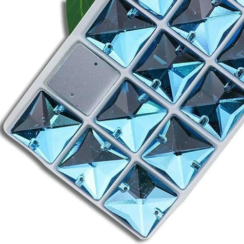 Beliebte AB-Quadrat-Strasssteine zum Aufnähen, Glaskristall, 8, 10, 12, 14, 16, 22 mm, flache Rückseite, aufnähbare Steinperlen, Kleiderbastelbedarf, Aquamarin, 14,0 mm, 28 Stück Beliebte AB-Quadrat-Strasssteine zum Aufnähen, Glaskristall, 8, 10, 12, 14, 16, 22 mm, flache Rückseite, aufnähbare Steinperlen, Kleiderbastelbedarf, Aquamarin, 14,0 mm, 28 Stück von QOVBD