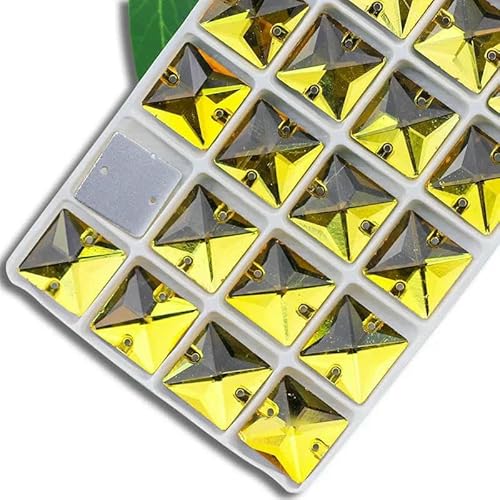 Beliebte AB-Quadrat-Strasssteine zum Aufnähen, Glaskristall, 8, 10, 12, 14, 16, 22 mm, flache Rückseite, aufnähbare Steinperlen, Kleiderbastelbedarf, Goldgelb, 12 mm, 40 Stück Beliebte AB-Quadrat-Strasssteine zum Aufnähen, Glaskristall, 8, 10, 12, 14, 16, 22 mm, flache Rückseite, aufnähbare Steinperlen, Kleiderbastelbedarf, Goldgelb, 12 mm, 40 Stück von QOVBD