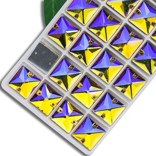 Beliebte AB-Quadrat-Strasssteine zum Aufnähen, Glaskristall, 8, 10, 12, 14, 16, 22 mm, flache Rückseite, aufnähbare Steinperlen, Kleiderbastelbedarf, Goldgelb AB, 10 mm, 45 Stück Beliebte AB-Quadrat-Strasssteine zum Aufnähen, Glaskristall, 8, 10, 12, 14, 16, 22 mm, flache Rückseite, aufnähbare Steinperlen, Kleiderbastelbedarf, Goldgelb AB, 10 mm, 45 Stück von QOVBD