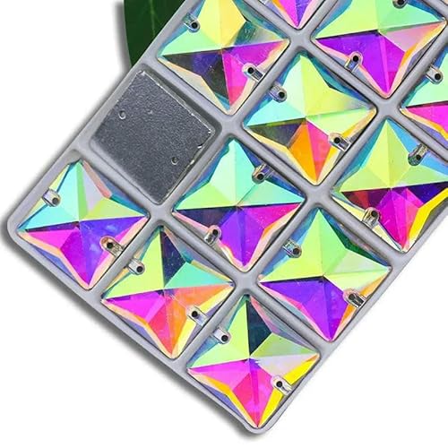 Beliebte AB-Quadrat-Strasssteine zum Aufnähen, Glaskristall, 8,10,12,14,16,22 mm, flache Rückseite, aufnähbare Steinperlen, Kleiderbastelbedarf, AB-14,0 mm, 28 Stück Beliebte AB-Quadrat-Strasssteine zum Aufnähen, Glaskristall, 8,10,12,14,16,22 mm, flache Rückseite, aufnähbare Steinperlen, Kleiderbastelbedarf, AB-14,0 mm, 28 Stück von QOVBD