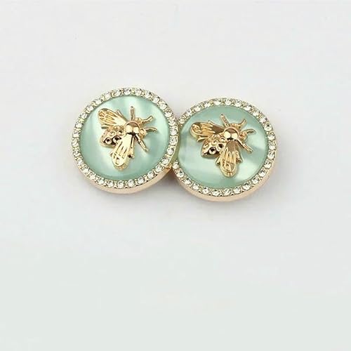 Bienenknöpfe, modische goldfarbene Metallknöpfe, runde Schaftknöpfe, Damenbekleidungszubehör, 5 Stück, Cyan, 18 mm von QOVBD