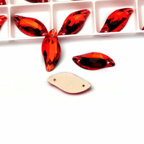 Brillante Strass-Applikation in Siam-Rot zum Aufnähen, loser Edelstein, flache Rückseite, Motiv-Strass, DIY-Diamant für Kleidungsstücke, Blatt, 9 x 20 mm, 16 Stück, 1 mm Brillante Strass-Applikation in Siam-Rot zum Aufnähen, loser Edelstein, flache Rückseite, Motiv-Strass, DIY-Diamant für Kleidungsstücke, Blatt, 9 x 20 mm, 16 Stück, 1 mm von QOVBD