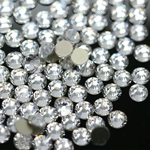 Bulk SS3-SS50 Klarsilber Flache Rückseite Nicht Hotfix Super Bling Kristallglas Strasssteine Verzierung Nailart Bekleidungsdekoration-SS6 1440 Stück von QOVBD
