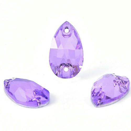 Bunte Glas-Strasssteine in Tropfenform, zum Aufnähen, flache Rückseite, 7 Größen, für Hochzeitskleider, B1275-P06, Tansanit, 13 x 18 mm, 24 Stück Bunte Glas-Strasssteine in Tropfenform, zum Aufnähen, flache Rückseite, 7 Größen, für Hochzeitskleider, B1275-P06, Tansanit, 13 x 18 mm, 24 Stück von QOVBD