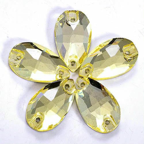 Bunte Glas-Strasssteine in Tropfenform, zum Aufnähen, flache Rückseite, 7 Größen, für Hochzeitskleider, B1275-P17 Jonquil-7 x 12 mm – 36 Stück Bunte Glas-Strasssteine in Tropfenform, zum Aufnähen, flache Rückseite, 7 Größen, für Hochzeitskleider, B1275-P17 Jonquil-7 x 12 mm – 36 Stück von QOVBD