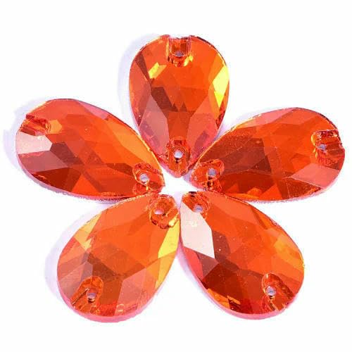 Bunte Glas-Strasssteine in Tropfenform, zum Aufnähen, flache Rückseite, 7 Größen, für Hochzeitskleider, B1275-P24, Orange, 13 x 18 mm, 24 Stück Bunte Glas-Strasssteine in Tropfenform, zum Aufnähen, flache Rückseite, 7 Größen, für Hochzeitskleider, B1275-P24, Orange, 13 x 18 mm, 24 Stück von QOVBD