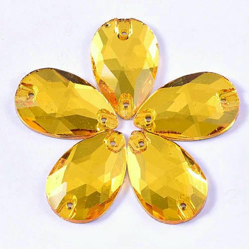 Bunte Glas-Strasssteine in Tropfenform, zum Aufnähen, flache Rückseite, für Hochzeitskleider, B1275-P19, Topas, 13 x 18 mm, 24 Stück Bunte Glas-Strasssteine in Tropfenform, zum Aufnähen, flache Rückseite, für Hochzeitskleider, B1275-P19, Topas, 13 x 18 mm, 24 Stück von QOVBD