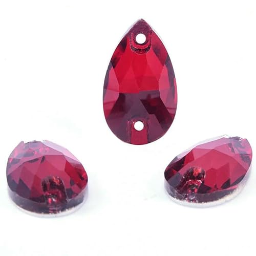 Bunte Glas-Strasssteine in Tropfenform, zum Aufnähen, flache Rückseite, für Hochzeitskleider, B1275-P27, Dunkel Siam, 13 x 22 mm, 20 Stück Bunte Glas-Strasssteine in Tropfenform, zum Aufnähen, flache Rückseite, für Hochzeitskleider, B1275-P27, Dunkel Siam, 13 x 22 mm, 20 Stück von QOVBD