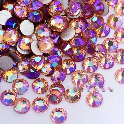 Bunte SS3-SS34 Kristall AB Glitzer Strass Glas Nicht Hotfix Strasssteine Flatback Diamant Nagelkunst Dekorationen B2540-Champagner AB-SS4-1440 Stück von QOVBD