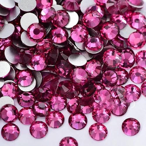 Bunte SS3-SS34 Kristall AB Glitzer Strass Glas Nicht Hotfix Strasssteine Flatback Diamant Nagelkunst Dekorationen B2540-Fuchsia-SS12-1440 Stück von QOVBD