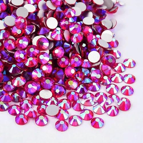 Bunte SS3-SS34 Kristall AB Glitzer Strass Glas Nicht Hotfix Strasssteine Flatback Diamant Nagelkunst Dekorationen B2540-Lt.siam AB-SS3-1440 Stück von QOVBD
