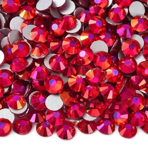 Bunte SS3-SS34 Kristall AB Glitzer-Strasssteine aus Glas, nicht Hotfix-Strasssteine, flache Rückseite, Diamant-Nagelkunst-Dekorationen, B2540-Magenta Hell-SS10-1440 Stück von QOVBD