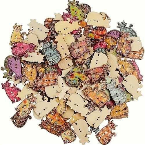 Cartoon Katze Holzknopf Kätzchen Tier Holzknopf 25 Stück/Packung-bt0001 Cartoon Katze Holzknopf Kätzchen Tier Holzknopf 25 Stück/Packung-bt0001 von QOVBD
