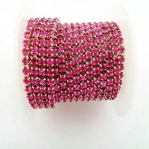 Champagnergoldene Basis, Klauenkette aus Glaskristall, 5 Größen, 2 mm, 2,5 mm, 2,8 mm, 3,0 mm, 4,0 mm, hohe Dichte, zum Aufnähen und Aufkleben, DIY-Besatz, Fuchsia, SS16, 4,0 mm, 2 Yards Champagnergoldene Basis, Klauenkette aus Glaskristall, 5 Größen, 2 mm, 2,5 mm, 2,8 mm, 3,0 mm, 4,0 mm, hohe Dichte, zum Aufnähen und Aufkleben, DIY-Besatz, Fuchsia, SS16, 4,0 mm, 2 Yards von QOVBD