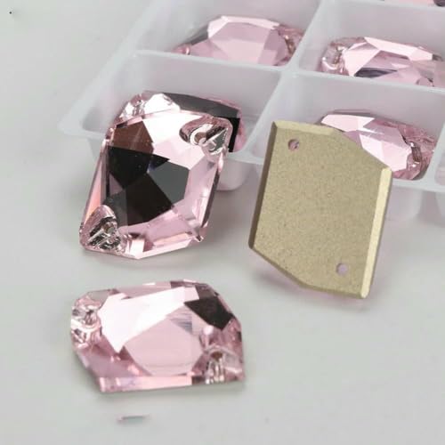 Cosmic Glass Crystal AB Moonlight Nähsteine, flache Rückseite, zum Aufnähen von Strasssteinen für Kleidungsstücke, Taschen, T223 Hellrosa, 28 Stück, 11 mm, 14,0 mm von QOVBD