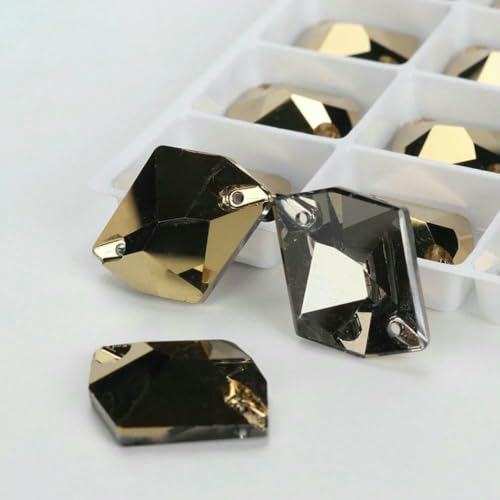 Cosmic Glass Crystal AB Moonlight Nähsteine, flache Rückseite, zum Aufnähen von Strasssteinen für Kleidungsstücke, Taschen – 001DO Dorado – 40 Stück, 10 mm, 12 mm von QOVBD