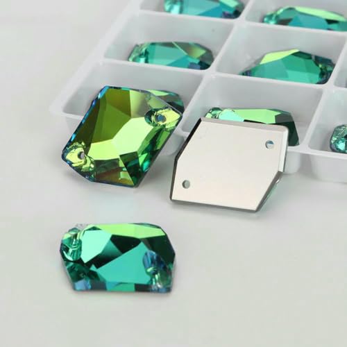 Cosmic Glass Crystal AB Moonlight Nähsteine, flache Rückseite, zum Aufnähen von Strasssteinen für Kleidungsstücke, Taschen – 001SP Sphinx – 15 Stück, 17 mm, 21 mm von QOVBD