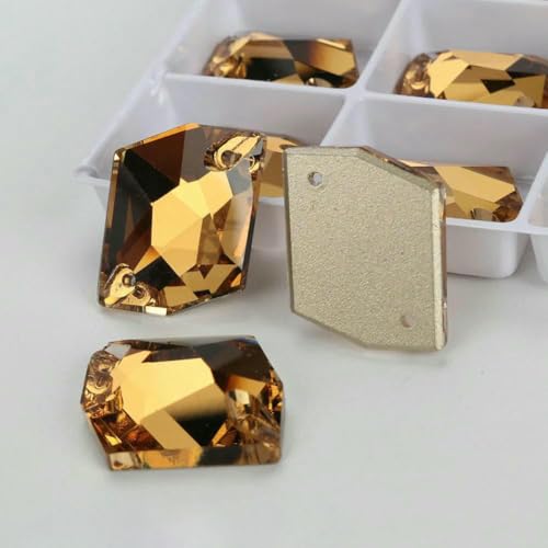 Cosmic Glass Crystal AB Moonlight Nähsteine, flache Rückseite, zum Aufnähen von Strasssteinen für Kleidungsstücke, Taschen – T221 Heller Rauchtopas – 24 Stück, 13,0 mm, 17 mm von QOVBD