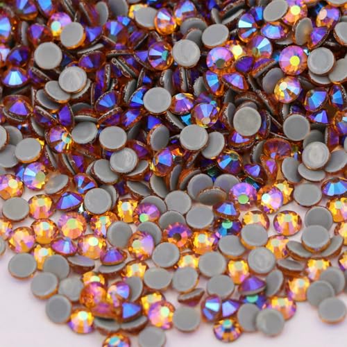 Crystal AB Hotfix-Strasssteine für Handarbeiten, Kleidung, flache Rückseite, Hotfix-Edelsteine, Strass-Glitzer für Stoff, DIY-Dekoration, 38 Topas AB-SS10, 14 von QOVBD