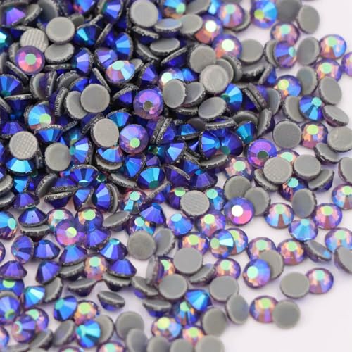 Crystal AB Hotfix-Strasssteine für Handarbeiten, Kleidung, flache Rückseite, Hotfix-Edelsteine, Strass-Glitzer für Stoff, DIY-Dekoration, 43 Tansanit AB-SS10, von QOVBD