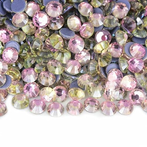 Crystal Rose B Hotfix-Glitzerglas-Strasssteine mit flacher Rückseite für Taschen, Schuhe, Kleidungsstücke, Telefon, DIY-Nagelkunst, Luftrosa, 2 mm SS6, 1440 Stück von QOVBD