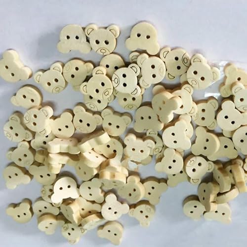 DIY Dekorative Bär Holzknöpfe Naturbär 2 Löcher Holz Nähzubehör Knöpfe für Kleidung Kinder für Charms-50 Stück 13,0 mm von QOVBD