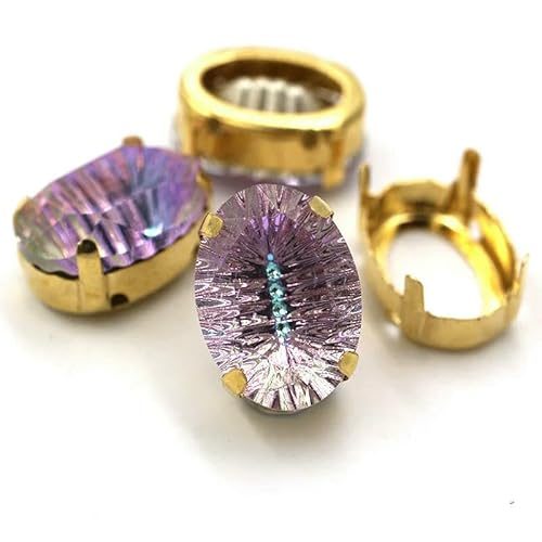 Dekoration für Kleidung/Schuhe/Taschen, Glaskristall-Strass, 10 x 14,0 mm, ovale Form, goldene Krallenfassung, Strasssteine zum Selbermachen, für Kleidung, Nähen und Stoff, Helllila, 13 x 18 mm, Dekoration für Kleidung/Schuhe/Taschen, Glaskristall-Strass, 10 x 14,0 mm, ovale Form, goldene Krallenfassung, Strasssteine zum Selbermachen, für Kleidung, Nähen und Stoff, Helllila, 13 x 18 mm, von QOVBD