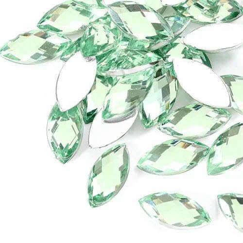 Edelstein-Mix-Größe, Glitzer, Acryl, Pferdeauge, nicht Hotfix-Strasssteine für Nägel, Kristalle, Perlen, Strass-Steine für Kleider, Nagelkunst, Steine – Helles Peridot – Mix-Größe – 600 von QOVBD
