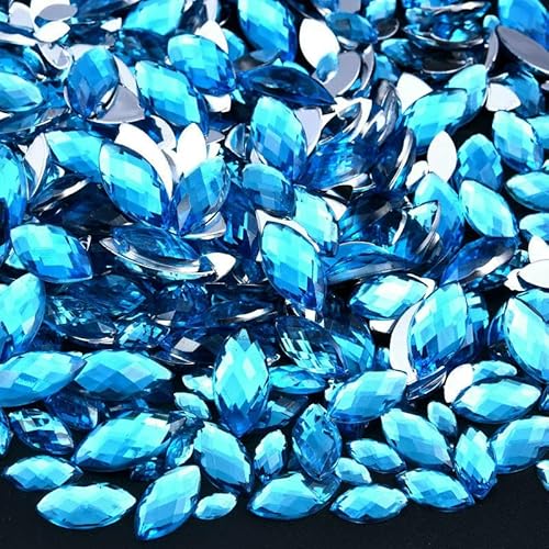 Edelstein-Mix-Größe, Glitzer, Acryl, Pferdeauge, nicht Hotfix-Strasssteine für Nägel, Kristalle, Perlen, Strasssteine für Kleider, Nagelkunst, Steine-Aquamarin-6x12mm-100 Stück Edelstein-Mix-Größe, Glitzer, Acryl, Pferdeauge, nicht Hotfix-Strasssteine für Nägel, Kristalle, Perlen, Strasssteine für Kleider, Nagelkunst, Steine-Aquamarin-6x12mm-100 Stück von QOVBD