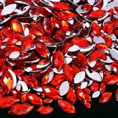 Edelstein-Mix-Größe, Glitzer, Acryl, Pferdeauge, nicht Hotfix-Strasssteine für Nägel, Kristalle, Perlen, Strasssteine für Kleider, Nagelkunst, Steine-Lt.siam-6x12mm-100 Stück Edelstein-Mix-Größe, Glitzer, Acryl, Pferdeauge, nicht Hotfix-Strasssteine für Nägel, Kristalle, Perlen, Strasssteine für Kleider, Nagelkunst, Steine-Lt.siam-6x12mm-100 Stück von QOVBD