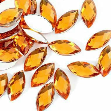 Edelstein-Mix-Größe, Glitzer, Acryl, Pferdeauge, nicht Hotfix-Strasssteine für Nägel, Kristalle, Perlen, Strasssteine für Kleider, Nagelkunst, Steine-Orange-6x12mm-100 Stück von QOVBD
