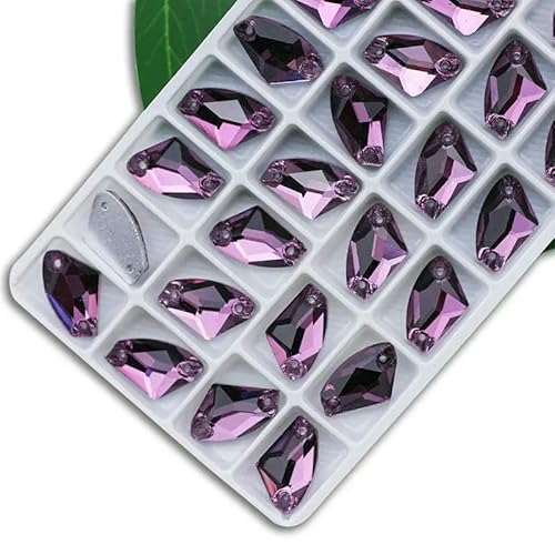 Exquisiter Strass zum Nähen, Farbe Kristall AB, beliebter Kristallstein zum Nähen, 2 Löcher, Kleidung, DIY, Herstellung von Hochzeitskleidern, Schuhen, Heller Amethyst, 16 x 27 mm, 12 Stück Exquisiter Strass zum Nähen, Farbe Kristall AB, beliebter Kristallstein zum Nähen, 2 Löcher, Kleidung, DIY, Herstellung von Hochzeitskleidern, Schuhen, Heller Amethyst, 16 x 27 mm, 12 Stück von QOVBD