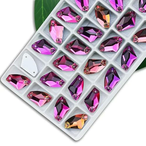 Exquisiter Strass zum Nähen, Farbe Kristall AB, beliebter Kristallstein zum Nähen, 2 Löcher, Kleidung, DIY, Herstellung von Hochzeitskleidern, Schuhen, Regenb von QOVBD